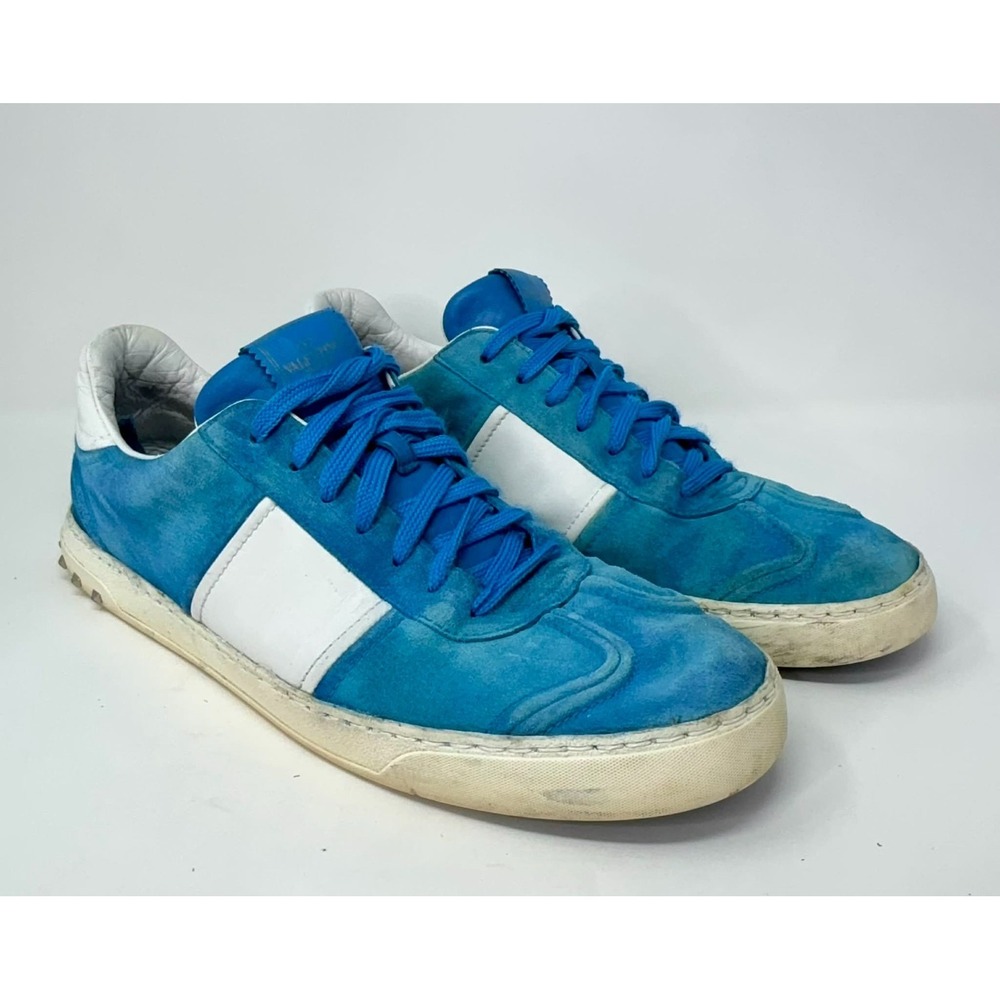 Valentino Garavani Sneakers Men's 46/12 Blue Suede Rockstud Low Top Italy Luxury